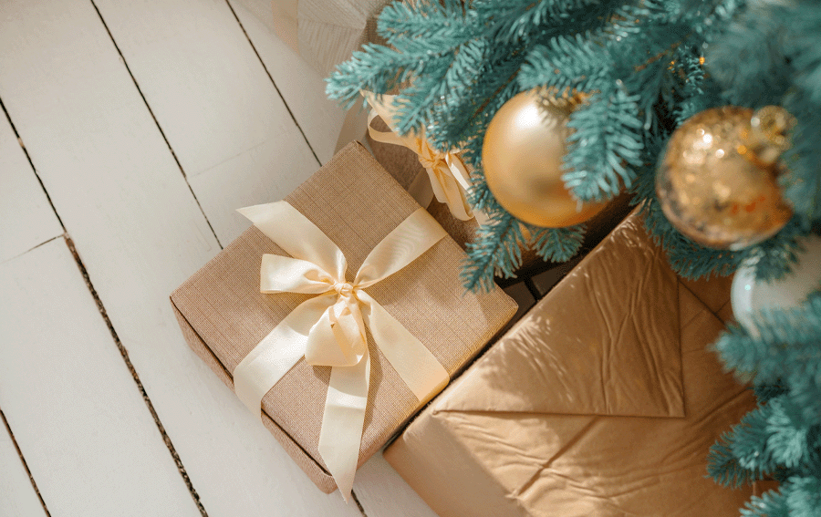 Gift box under a tree